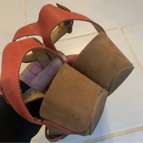 Naturalizer Panya  Red Leather Ankle Wrap Wedges 9 - Picture 3 of 9